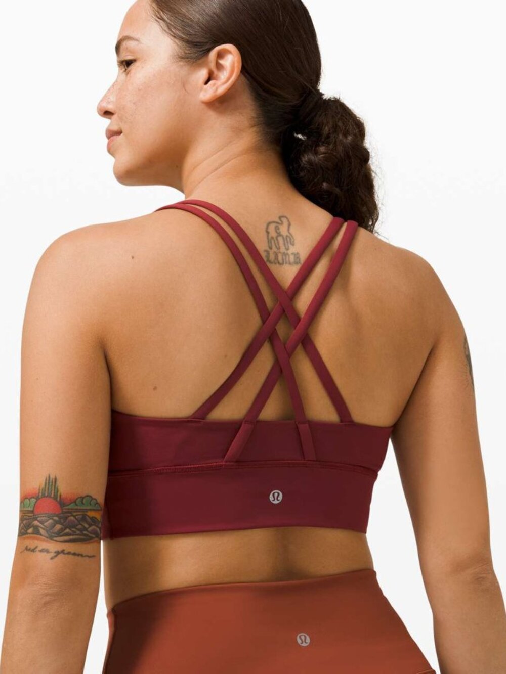 lululemon Energy Longline Bra *Medium Support, B–D Cups in Red Merlot